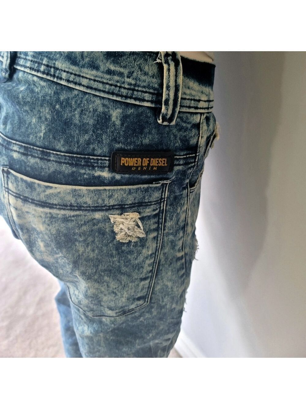 Power of Diesel Denim Destroyed Slim Skinny-Fit Jeans Size 28